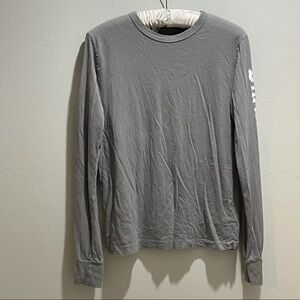 Vintage TRUE RELIGION Women’s Gray Long Sleeve Tee Spell Out Graphic USA